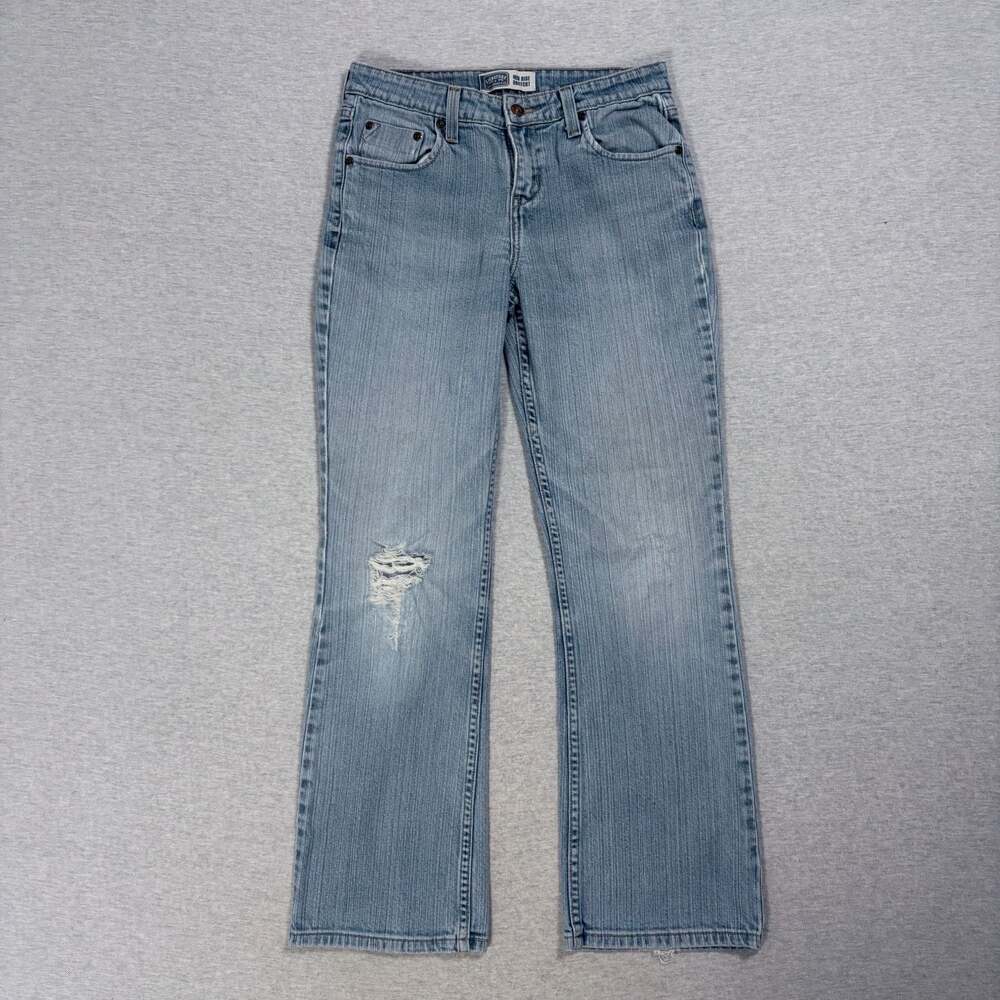 Signature By Levi Strauss & Co. Mid Rise Bootcut Jeans Distressed Light Wash